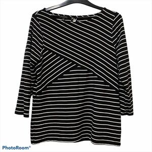 Talbots Striped 3/4 Length Sleeve Shirt